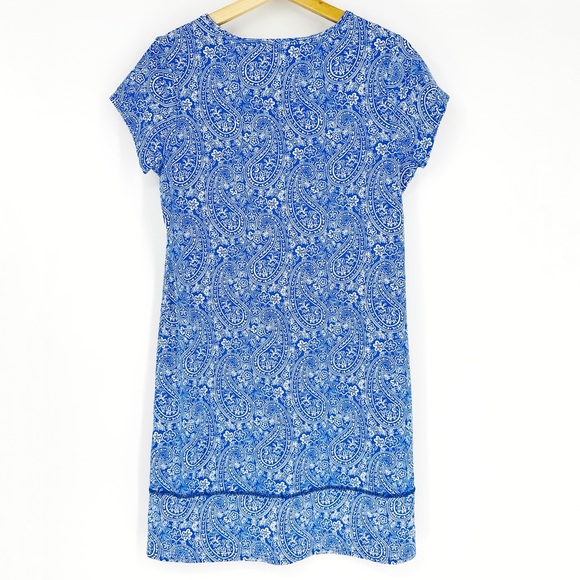 Lands' End Blue White Paisley Crew Neck Dress S - Picture 2 of 6